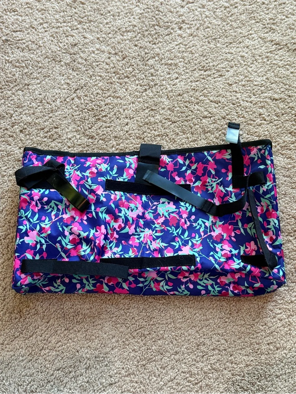 Floral Walker Accessory Organizer Bag in Navy Pink - Adjustable Pocket Pouch
